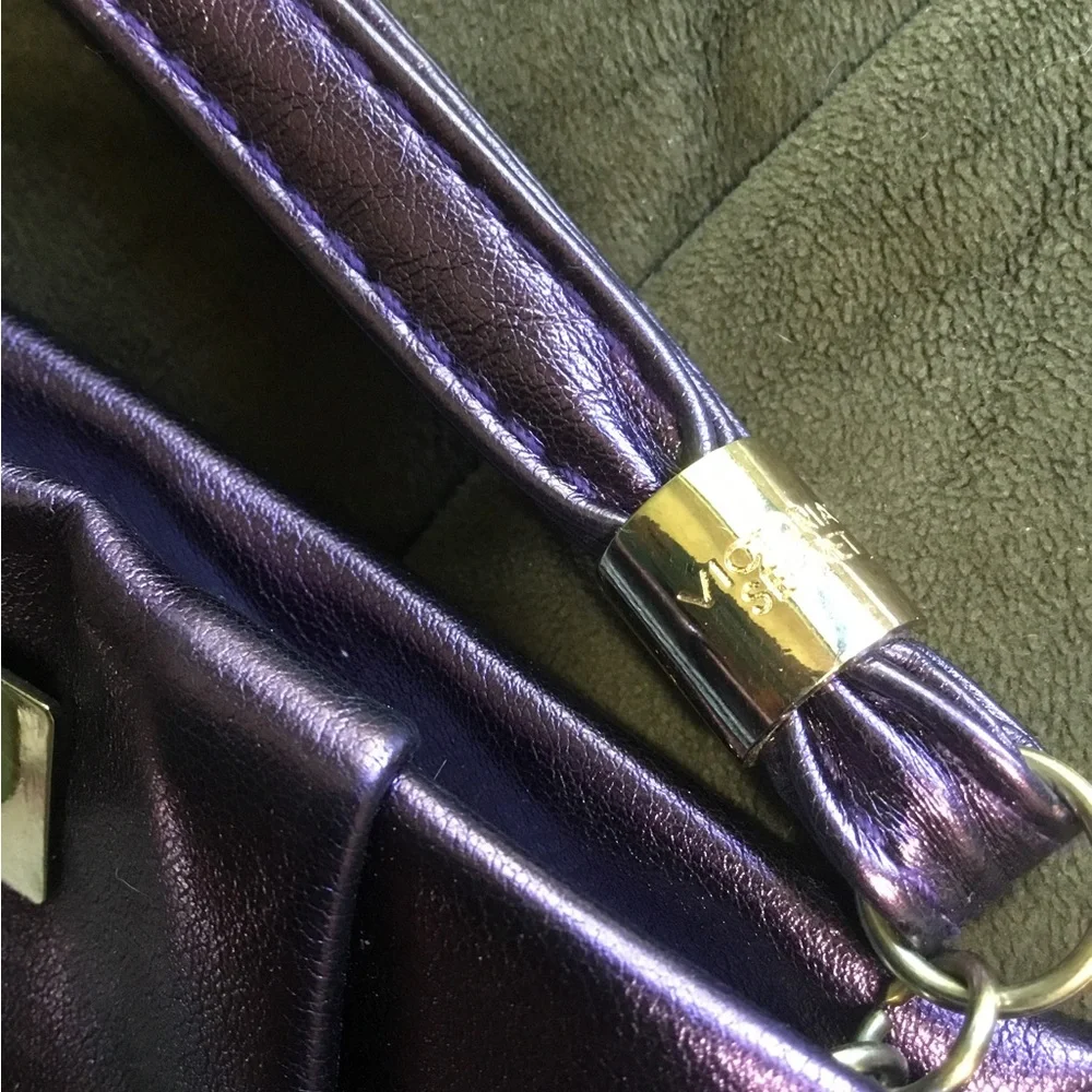 Victoria’s Secret  Metallic Purple Wristlet Clutch with Gold Bow Accent